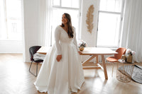 Plus Size Mikado Wedding Dress Ester with Long Sleeves view 8