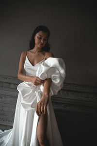 Satin Wedding Dress Sentea with Front Slit view 12