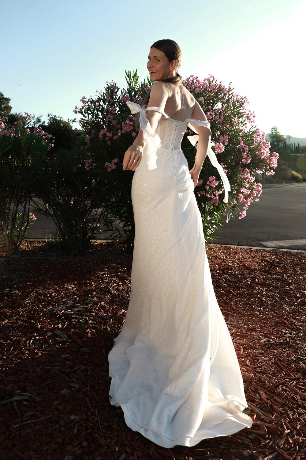 Sheath Sparkly Wedding Dress Maybel details - VOLAKK