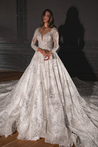 Royal Lace Off-The-Shoulder Sparkly Wedding Dress Meryem view 19