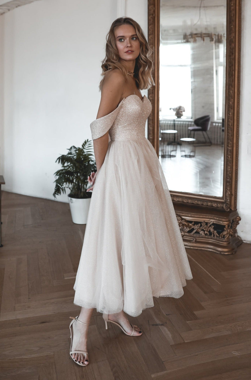 Blush Sparkly Midi Evening Dress Soul - VOLAKK