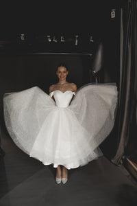 Light ivory Glitter Midi Wedding Dress Soul view 3