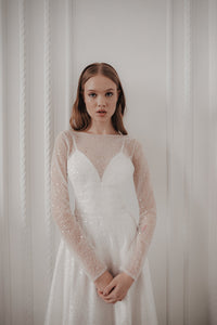 Light ivory Sparkly Wedding Dress Feilin view 3
