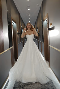 Sparkle Sleeveless Wedding Dress Mirrorball with Detachable Bow view 15