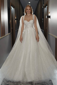 Floral Lace Wedding Dress Celia with Detachable Straps view 7