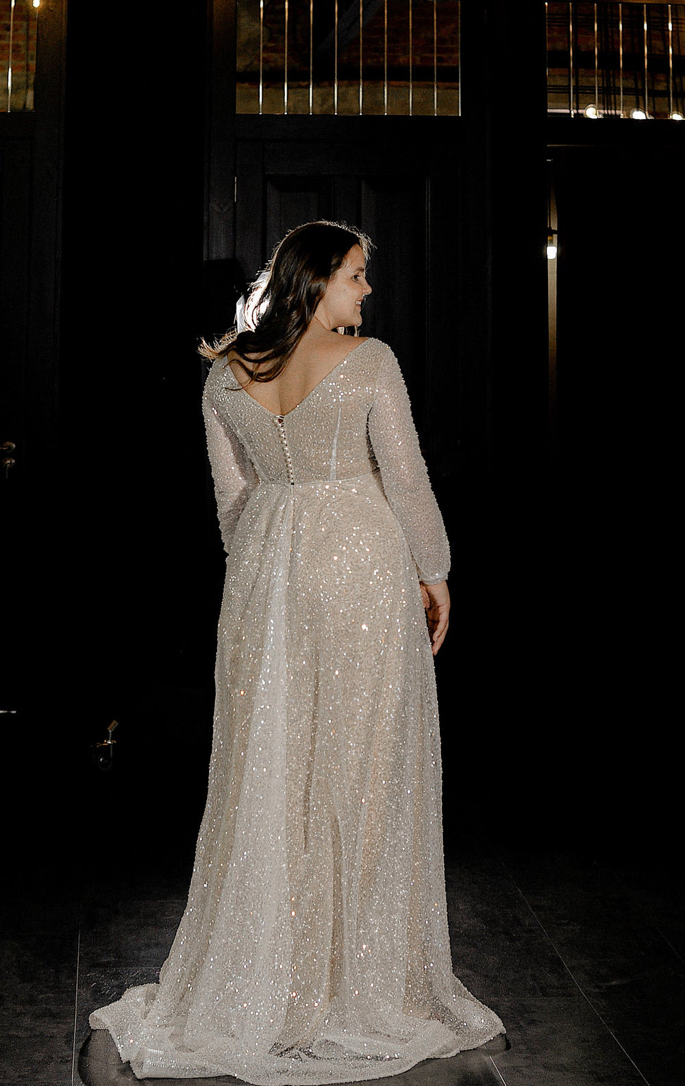 Plus Size Sequin Wedding Dress Feilin details - VOLAKK