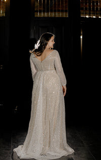 Plus Size Sequin Wedding Dress Feilin view 2
