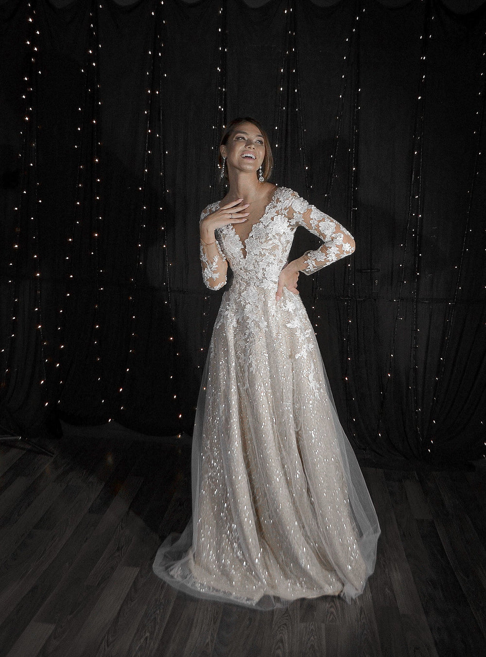 Exquisite Lace Wedding Dress Enn with Long Sleeves detail view - VOLAKK
