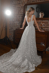 Shiny A-line Wedding Dress Coral view 9