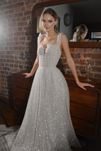 Shiny A-line Wedding Dress Coral view 10