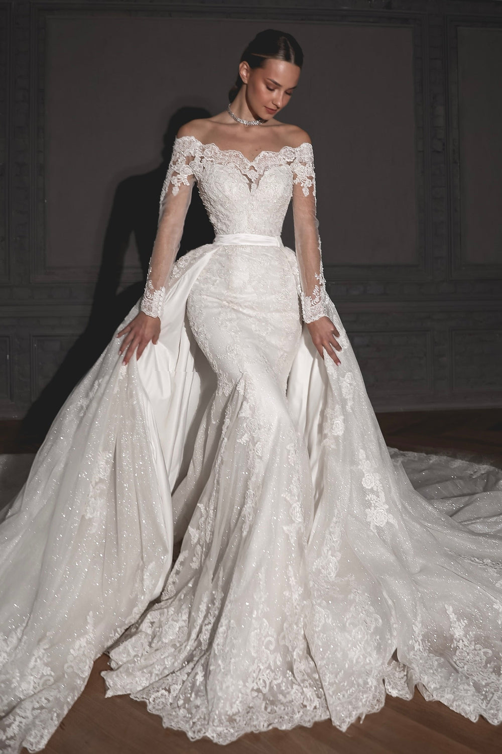 Lace Shimmery Wedding Dress Ornella 2 in 1 - VOLAKK