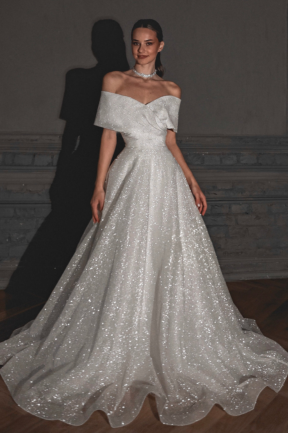 Shimmering Off-the-Shoulder Wedding Dress Melanie - VOLAKK