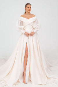 Coral Extra Convertible Wedding Dress Audrey (Basic dress + bolero + bow + detachable train) view 1