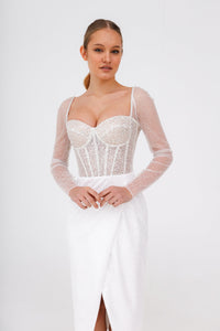 Sparkly Midi Wedding Dress Gemma with Long Sleeves view 9