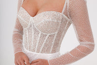 Sparkly Midi Wedding Dress Gemma with Long Sleeves view 10