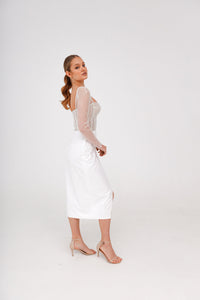 Sparkly Midi Wedding Dress Gemma with Long Sleeves view 3