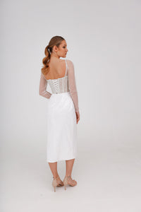 Sparkly Midi Wedding Dress Gemma with Long Sleeves view 12