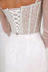 Sparkly Midi Wedding Dress Gemma with Long Sleeves view 5