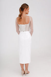 Sparkly Midi Wedding Dress Gemma with Long Sleeves view 7