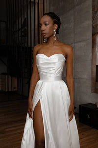 Mikado Wedding Dress Chloe with Front Slit view 27
