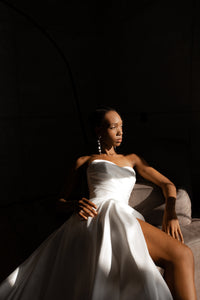 Mikado Wedding Dress Chloe with Front Slit view 28