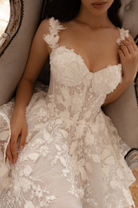 Short Floral Lace Wedding Dress Selkie view 2