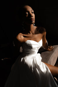 Mikado Wedding Dress Chloe with Front Slit view 29