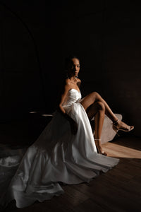 Mikado Wedding Dress Chloe with Front Slit view 30