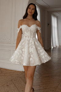 Short Floral Lace Wedding Dress Selkie view 12