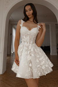 Short Floral Lace Wedding Dress Selkie view 4