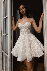 Short Floral Lace Wedding Dress Selkie view 5