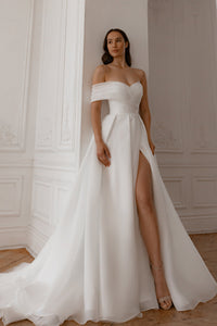 Organza Wedding Dress Enola with Leg Slit view 4