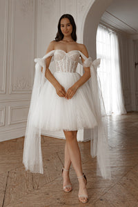 Short Wedding Dress Helena with Detachable Straps view 9