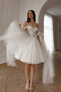 Short Wedding Dress Helena with Detachable Straps view 11