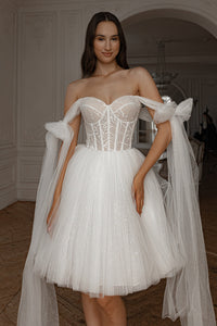 Short Wedding Dress Helena with Detachable Straps view 12