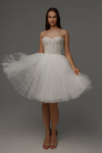 Short Wedding Dress Helena with Detachable Straps view 2