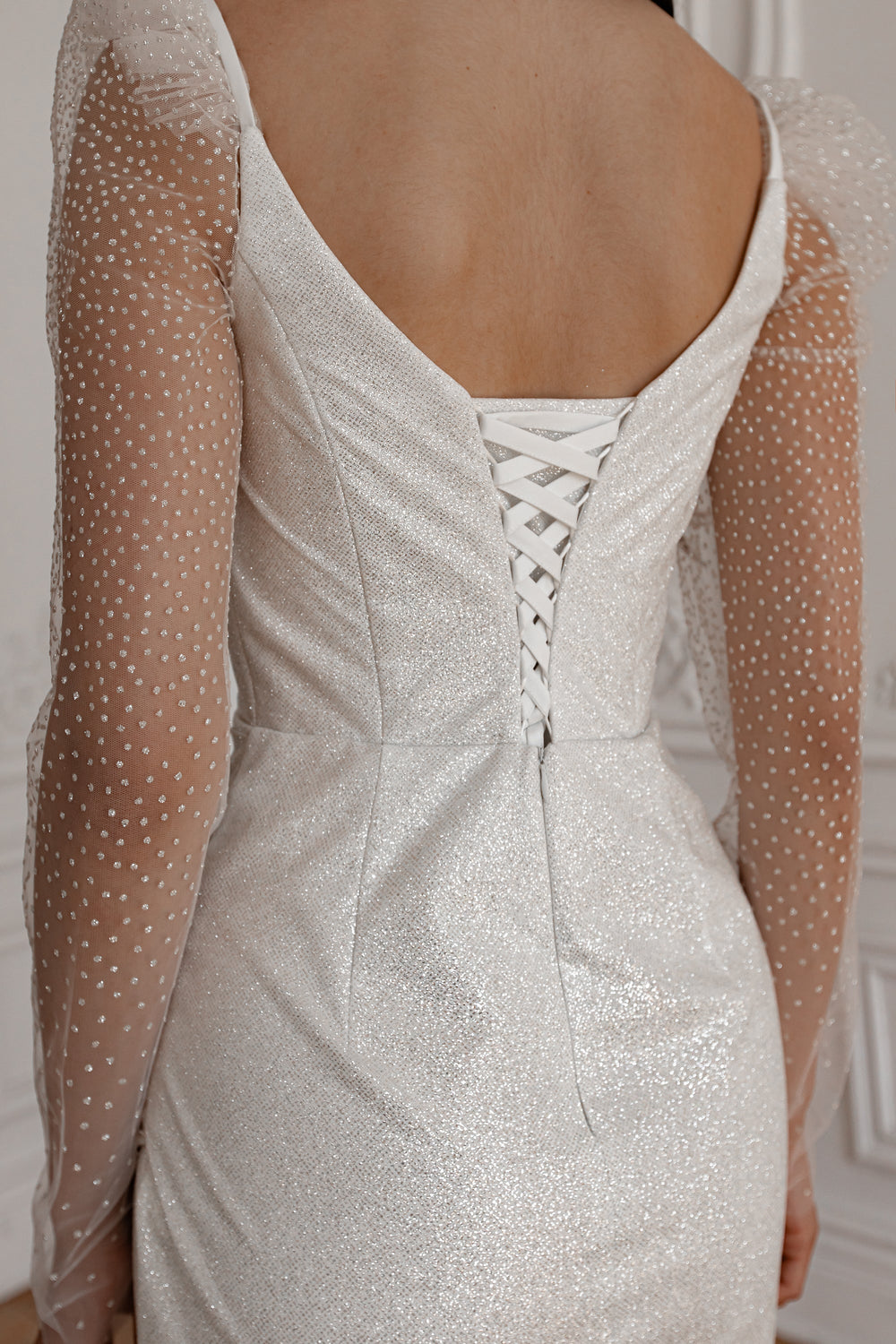 Exquisite Wedding Dress Calista with Detachable Sleeves detail view - VOLAKK