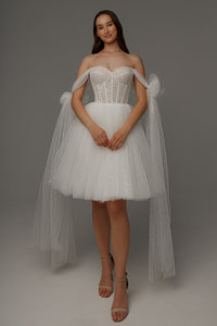 Short Wedding Dress Helena with Detachable Straps view 13