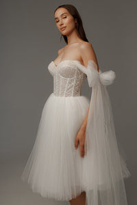 Short Wedding Dress Helena with Detachable Straps view 15