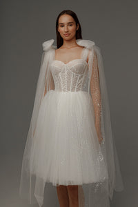 Short Wedding Dress Helena with Detachable Straps view 8