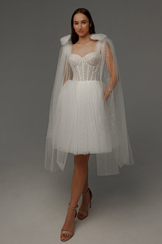 Short Wedding Dress Helena with Detachable Straps