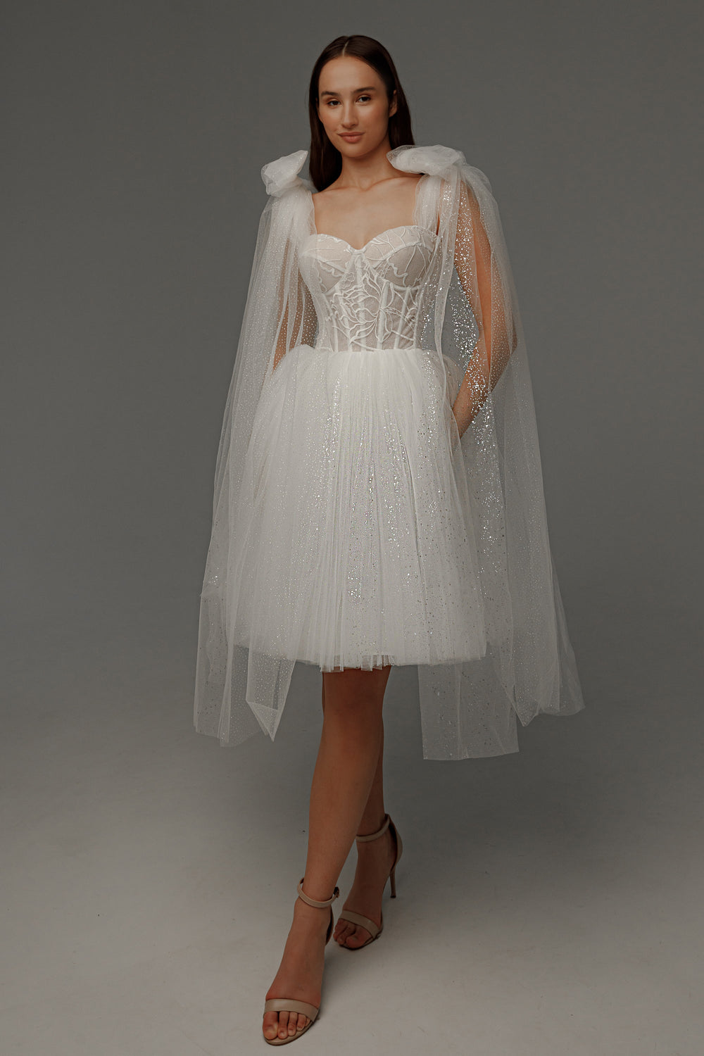 Short Wedding Dress Helena with Detachable Straps - VOLAKK