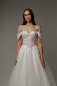 Floral Lace Wedding Dress Kristy with Detachable Cape view 6
