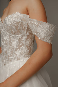 Floral Lace Wedding Dress Kristy with Detachable Cape view 4
