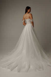 Floral Lace Wedding Dress Kristy with Detachable Cape view 5