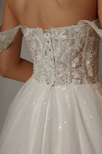 Floral Lace Wedding Dress Kristy with Detachable Cape view 7