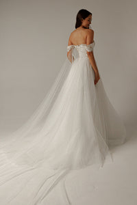 Floral Lace Wedding Dress Kristy with Detachable Cape view 3