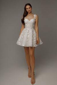 Short Floral Lace Wedding Dress Selkie view 1