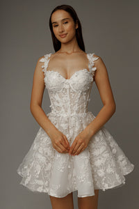 Short Floral Lace Wedding Dress Selkie view 9