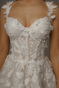 Short Floral Lace Wedding Dress Selkie view 13